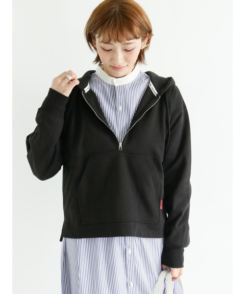 Lugnoncure（ルノンキュール）の「【Health Knit product】ハーフジップパーカー（パーカー・レディース・キナリ/グレー/ブラック・ﾌﾘ-）」の3枚目の写真