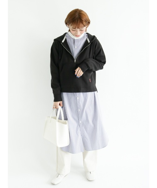 Lugnoncure（ルノンキュール）の「【Health Knit product】ハーフジップパーカー（パーカー・レディース・キナリ/グレー/ブラック・ﾌﾘ-）」の7枚目の写真
