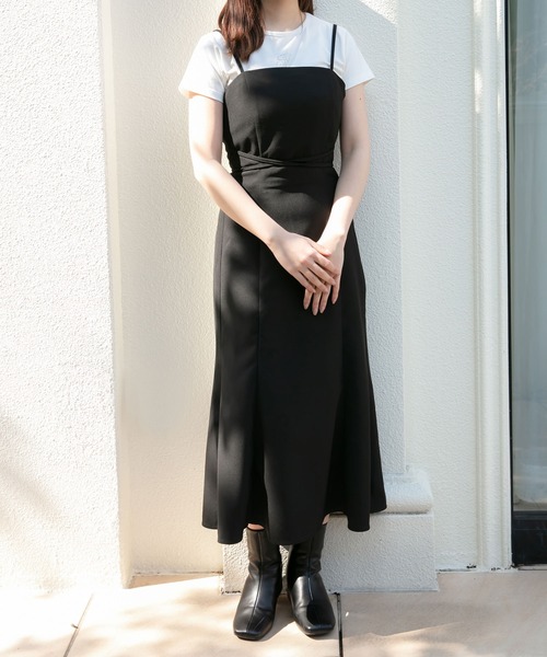 ANDGEEBEE(アンジービー)の「リボンキャミワンピ(ワンピース・レディース・ブラック×ホワイト/ブラック・MEDIUM)」の2枚目の写真