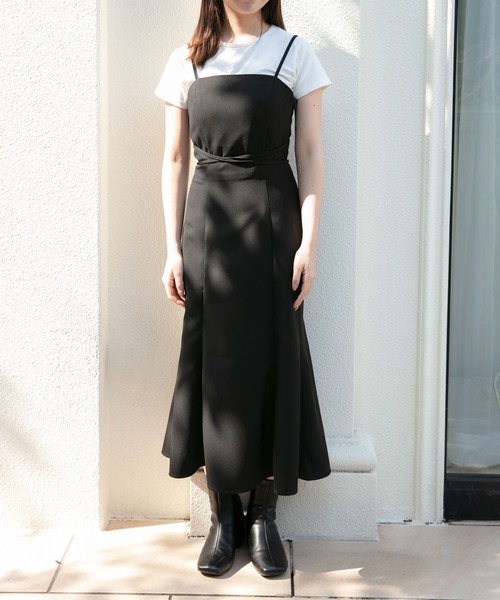 ANDGEEBEE(アンジービー)の「リボンキャミワンピ(ワンピース・レディース・ブラック×ホワイト/ブラック・MEDIUM)」の4枚目の写真