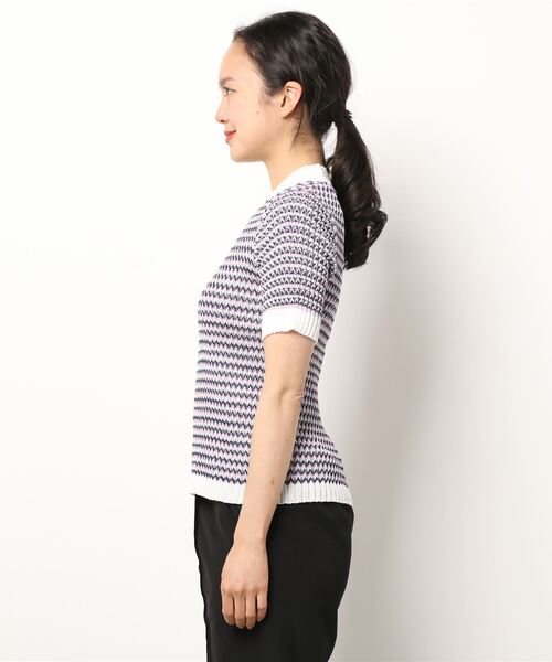 KOBE LETTUCE（コウベレタス）の「マルチカラーハイネックリブニット（ニット/セーター・レディース・ネイビー/オレンジ/グリーン・FREE）」の4枚目の写真