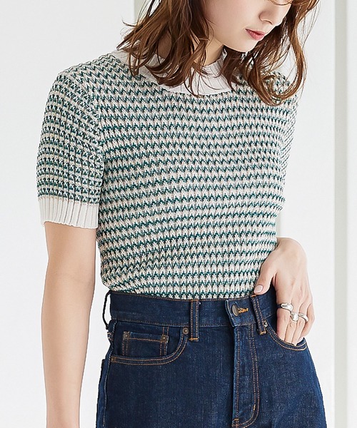 KOBE LETTUCE（コウベレタス）の「マルチカラーハイネックリブニット（ニット/セーター・レディース・ネイビー/オレンジ/グリーン・FREE）」の2枚目の写真