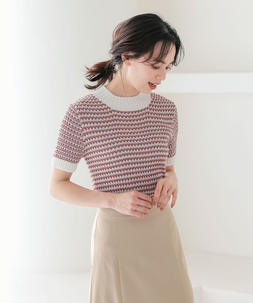 KOBE LETTUCE（コウベレタス）の「マルチカラーハイネックリブニット（ニット/セーター・レディース・ネイビー/オレンジ/グリーン・FREE）」の9枚目の写真