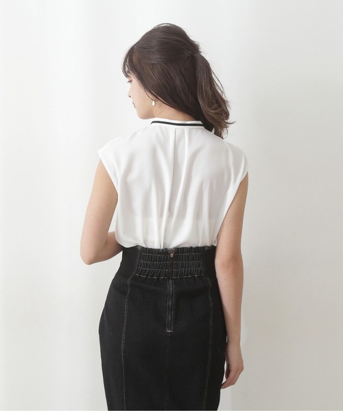 PROPORTION BODY DRESSING（プロポーションボディドレッシング）の「【美人百花6月号タイアップ商品】バイカラータイ付ブラウス / 1212110505（シャツ/ブラウス・レディース・ダークグレー/ホワイト系その他/ベージュ・MEDIUM/SMALL）」の6枚目の写真