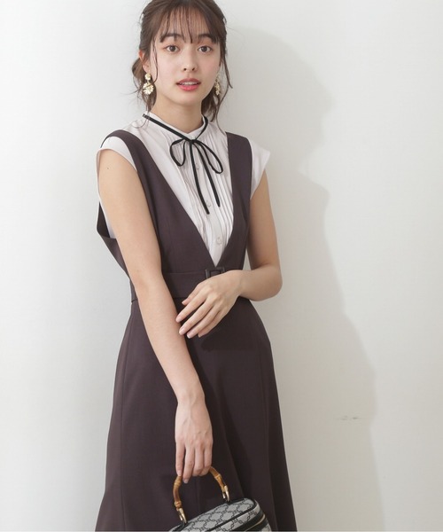 PROPORTION BODY DRESSING（プロポーションボディドレッシング）の「【美人百花6月号タイアップ商品】バイカラータイ付ブラウス / 1212110505（シャツ/ブラウス・レディース・ダークグレー/ホワイト系その他/ベージュ・MEDIUM/SMALL）」の9枚目の写真