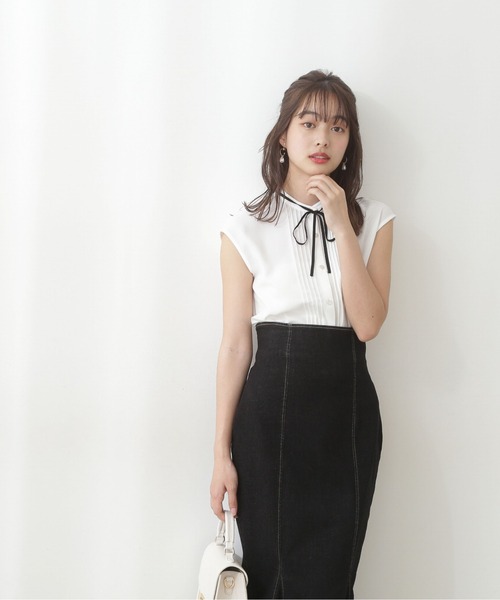 PROPORTION BODY DRESSING（プロポーションボディドレッシング）の「【美人百花6月号タイアップ商品】バイカラータイ付ブラウス / 1212110505（シャツ/ブラウス・レディース・ダークグレー/ホワイト系その他/ベージュ・MEDIUM/SMALL）」の12枚目の写真