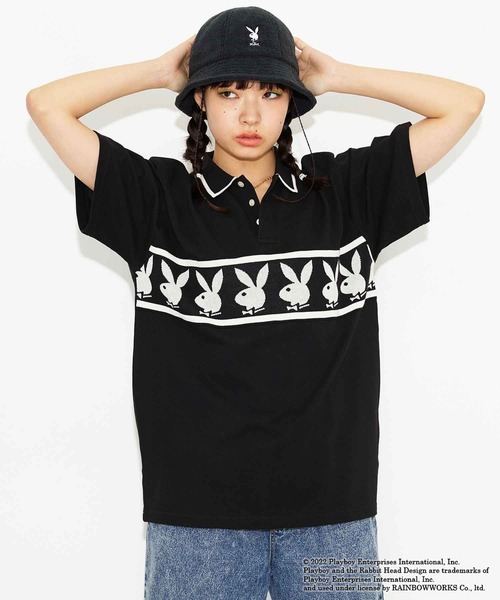 X-girl(エックスガール)の「Playboy × X-girl BIG POLO SHIRT(シャツ/ブラウス・レディース・ホワイト/ブラック・M/S)」の3枚目の写真