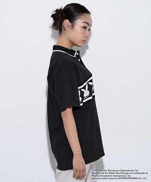 X-girl(エックスガール)の「Playboy × X-girl BIG POLO SHIRT(シャツ/ブラウス・レディース・ホワイト/ブラック・M/S)」の4枚目の写真