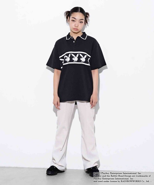 X-girl(エックスガール)の「Playboy × X-girl BIG POLO SHIRT(シャツ/ブラウス・レディース・ホワイト/ブラック・M/S)」の19枚目の写真