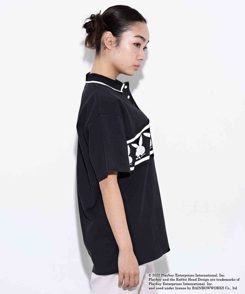 X-girl(エックスガール)の「Playboy × X-girl BIG POLO SHIRT(シャツ/ブラウス・レディース・ホワイト/ブラック・M/S)」の21枚目の写真