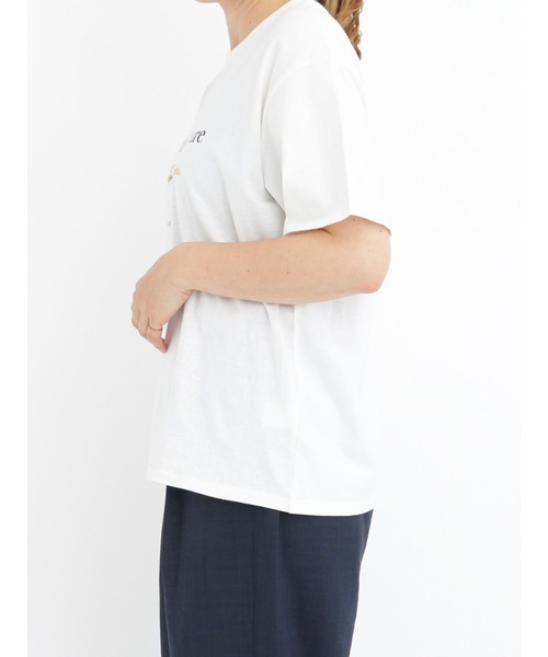 Te chichi TERRASSE（テチチテラス）の「配色ラインロゴTシャツ（Tシャツ/カットソー・レディース・オフホワイト/チャコールグレー/グリーン・ﾌﾘ-）」の7枚目の写真