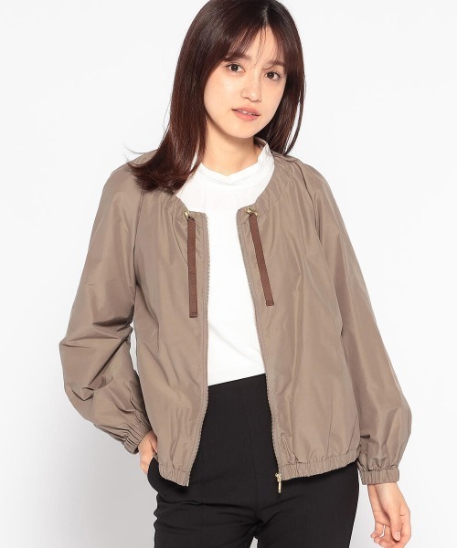 MISCH MASCH(ミッシュマッシュ)の「ノーカラータイプライターブルゾン(ブルゾン・レディース・ネイビー/モカ・MEDIUM)」の1枚目の写真