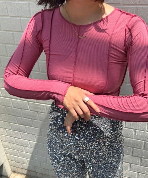 chuclla（チュクラ）の「ステッチメロー カットソーロンT chw22s142（Tシャツ/カットソー・レディース・ライトブルー/レッド・FREE）」の17枚目の写真