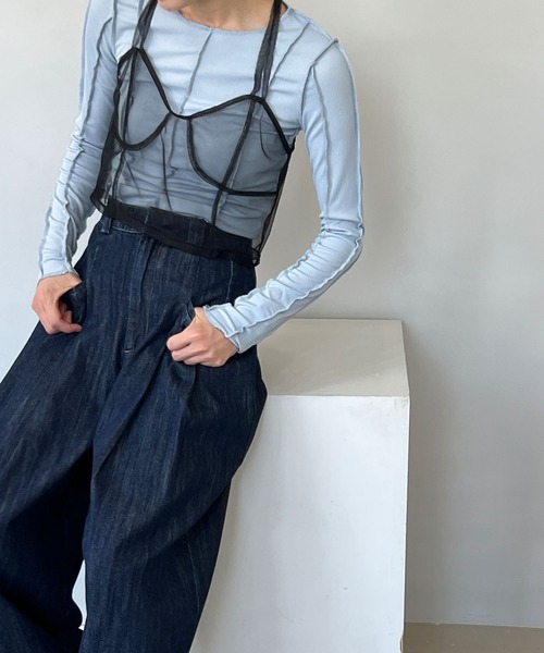 chuclla（チュクラ）の「ステッチメロー カットソーロンT chw22s142（Tシャツ/カットソー・レディース・ライトブルー/レッド・FREE）」の7枚目の写真