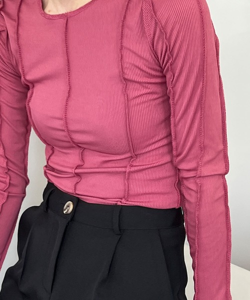 chuclla（チュクラ）の「ステッチメロー カットソーロンT chw22s142（Tシャツ/カットソー・レディース・ライトブルー/レッド・FREE）」の18枚目の写真