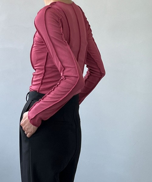 chuclla（チュクラ）の「ステッチメロー カットソーロンT chw22s142（Tシャツ/カットソー・レディース・ライトブルー/レッド・FREE）」の19枚目の写真