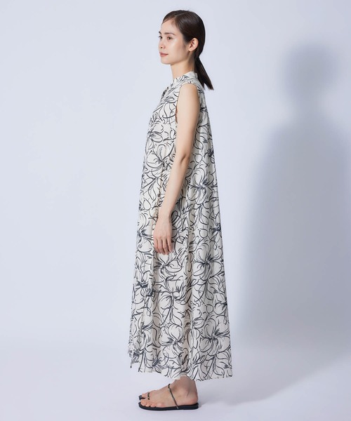 ROPE'(ロペ)の「【DEVEAUX】ペイントフラワーバンドカラーエアリーワンピース(ワンピース・レディース・ホワイト/ブラウン・38/36)」の8枚目の写真