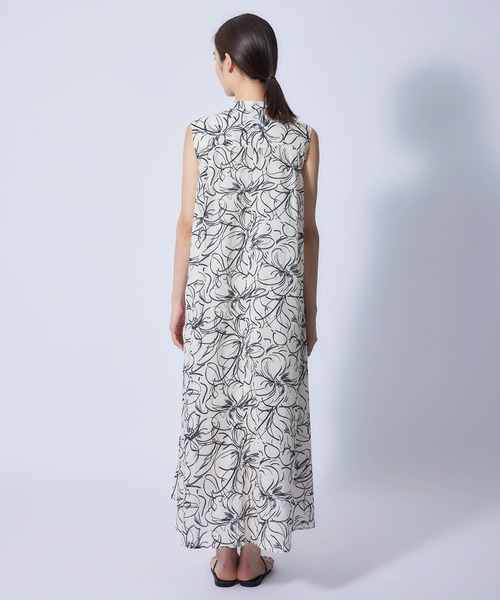 ROPE'(ロペ)の「【DEVEAUX】ペイントフラワーバンドカラーエアリーワンピース(ワンピース・レディース・ホワイト/ブラウン・38/36)」の9枚目の写真