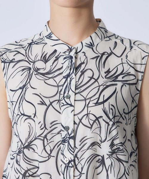 ROPE'(ロペ)の「【DEVEAUX】ペイントフラワーバンドカラーエアリーワンピース(ワンピース・レディース・ホワイト/ブラウン・38/36)」の10枚目の写真