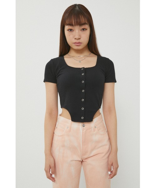 LAGUA GEM（ラグアジェム）の「DIFFERENCE HEM TOPS　トップス（Tシャツ/カットソー・レディース・ライトグレー/ホワイト/ブラック・FREE）」の6枚目の写真