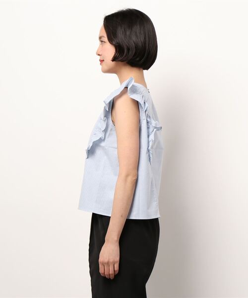 flower（フラワー）の「バタフライストライプブラウス（シャツ/ブラウス・レディース・ベージュ/ブルー・FREE）」の3枚目の写真