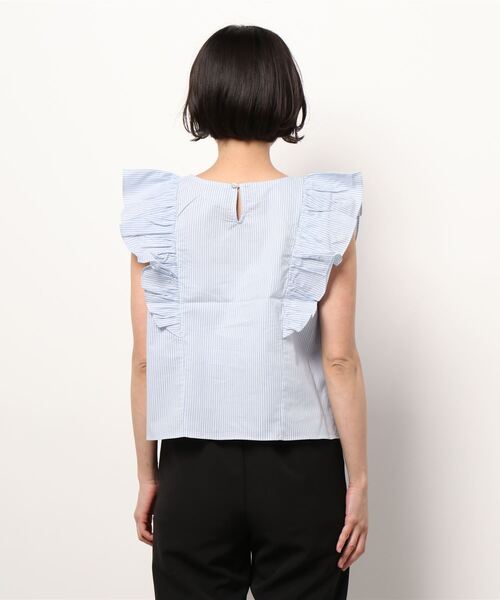 flower（フラワー）の「バタフライストライプブラウス（シャツ/ブラウス・レディース・ベージュ/ブルー・FREE）」の4枚目の写真