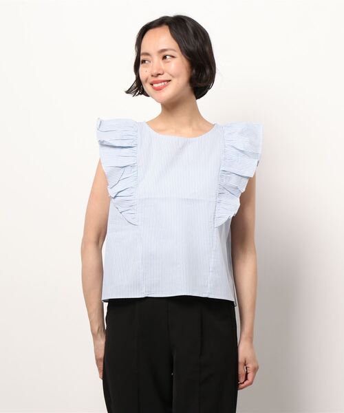 flower（フラワー）の「バタフライストライプブラウス（シャツ/ブラウス・レディース・ベージュ/ブルー・FREE）」の19枚目の写真