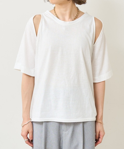 Omekashi（オメカシ）の「デザインアームTシャツ（Tシャツ/カットソー・レディース・オフホワイト/キャメル/ブラック・FREE）」の18枚目の写真