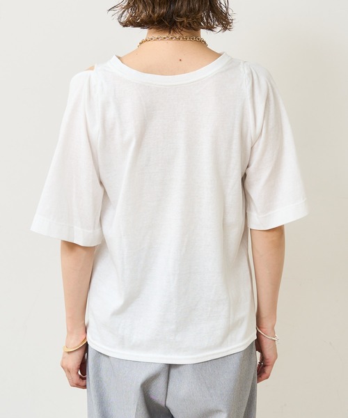 Omekashi（オメカシ）の「デザインアームTシャツ（Tシャツ/カットソー・レディース・オフホワイト/キャメル/ブラック・FREE）」の20枚目の写真