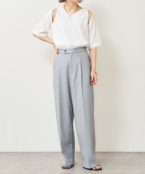 Omekashi（オメカシ）の「デザインアームTシャツ（Tシャツ/カットソー・レディース・オフホワイト/キャメル/ブラック・FREE）」の11枚目の写真