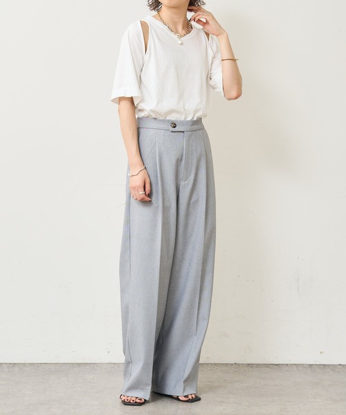 Omekashi（オメカシ）の「デザインアームTシャツ（Tシャツ/カットソー・レディース・オフホワイト/キャメル/ブラック・FREE）」の13枚目の写真