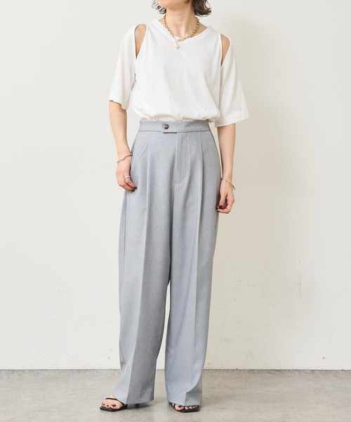 Omekashi（オメカシ）の「デザインアームTシャツ（Tシャツ/カットソー・レディース・オフホワイト/キャメル/ブラック・FREE）」の17枚目の写真