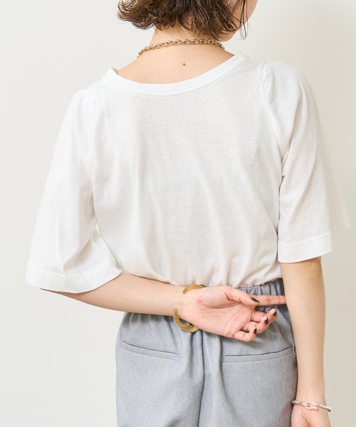 Omekashi（オメカシ）の「デザインアームTシャツ（Tシャツ/カットソー・レディース・オフホワイト/キャメル/ブラック・FREE）」の9枚目の写真