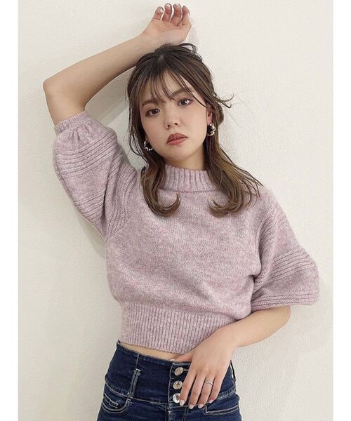 dazzlin（ダズリン）の「ボリュームスリーブハーフニット（ニット