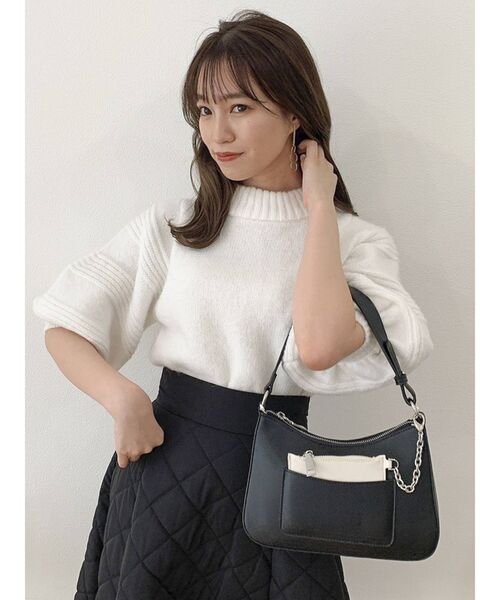 dazzlin（ダズリン）の「ボリュームスリーブハーフニット（ニット/セーター・レディース・レッド/オフホワイト/ピンク/ブルー/その他1・FREE）」の2枚目の写真