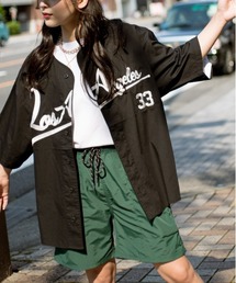 SUGGESTION | SUGGESTION ワイドシルエット 半袖ベースボールシャツ(スタジャン)