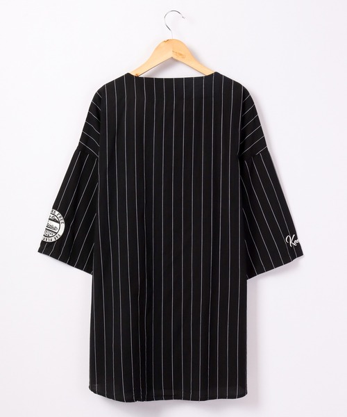 SUGGESTION（サジェッション）の「SUGGESTION ワイドシルエット 半袖ベースボールシャツ（スタジャン・メンズ・グリーン/ネイビー/ホワイト系1/ブラック系1/ブラック/ネイビー系1・M/L）」の15枚目の写真