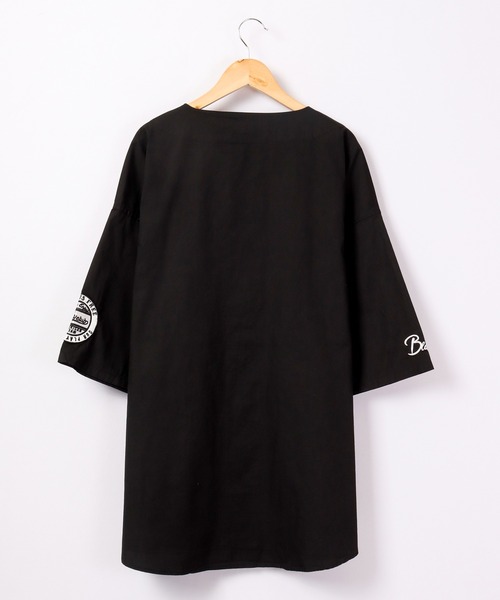 SUGGESTION（サジェッション）の「SUGGESTION ワイドシルエット 半袖ベースボールシャツ（スタジャン・メンズ・グリーン/ネイビー/ホワイト系1/ブラック系1/ブラック/ネイビー系1・M/L）」の13枚目の写真