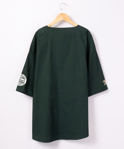 SUGGESTION（サジェッション）の「SUGGESTION ワイドシルエット 半袖ベースボールシャツ（スタジャン・メンズ・グリーン/ネイビー/ホワイト系1/ブラック系1/ブラック/ネイビー系1・M/L）」の18枚目の写真