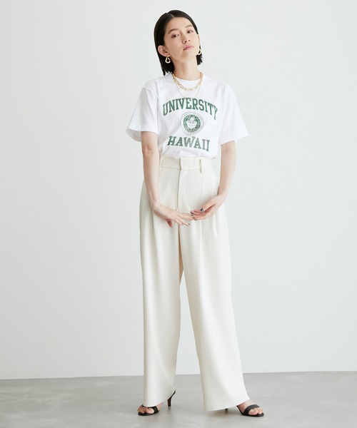 ADAM ET ROPE'（アダムエロペ）の「【GOOD ROCK SPEED】COLLEGE Tee HAWAII（Tシャツ/カットソー・レディース・ダークグリーン/ホワイト・FREE）」の3枚目の写真