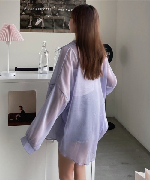 SONA（ソナ）の「SONYUNARA バルーンパフ袖シアーシャツ（シャツ/ブラウス・レディース・ホワイト/ブラック/ベージュ/パープル/グレー/ピンク/オレンジ/グリーン/ライトパープル/ローズ/アクア・FREE）」の19枚目の写真