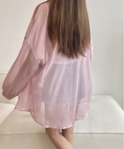 SONA（ソナ）の「SONYUNARA バルーンパフ袖シアーシャツ（シャツ/ブラウス・レディース・ホワイト/ブラック/ベージュ/パープル/グレー/ピンク/オレンジ/グリーン/ライトパープル/ローズ/アクア・FREE）」の22枚目の写真