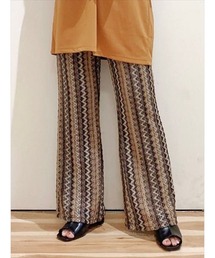 Samansa Mos2 blue | マルチストライプニットパンツ(その他パンツ)