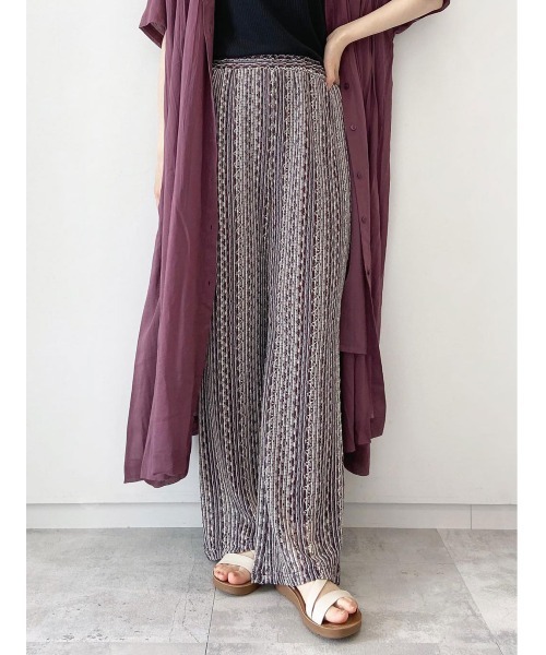 Samansa Mos2 blue（サマンサモスモスブルー）の「マルチストライプニットパンツ（その他パンツ・レディース・ブラック/ブラウン/グレー・ﾌﾘ-）」の7枚目の写真