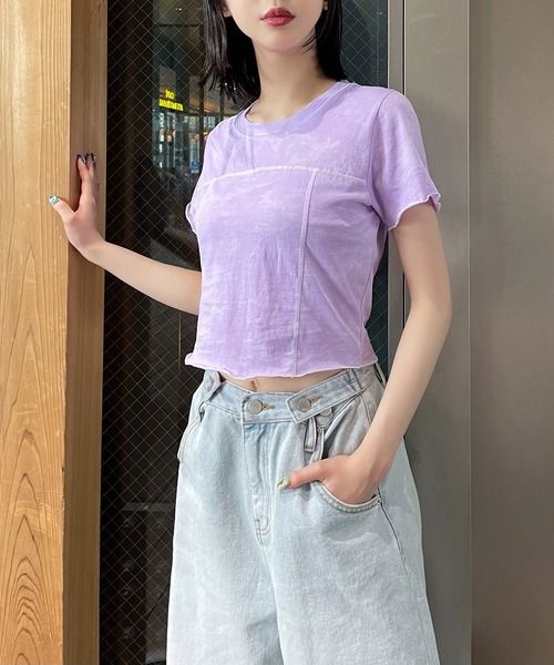 Figments(フィグメンツ)の「タイダイピチT(Tシャツ/カットソー・レディース・パープル/スミクロ・FREE)」の3枚目の写真