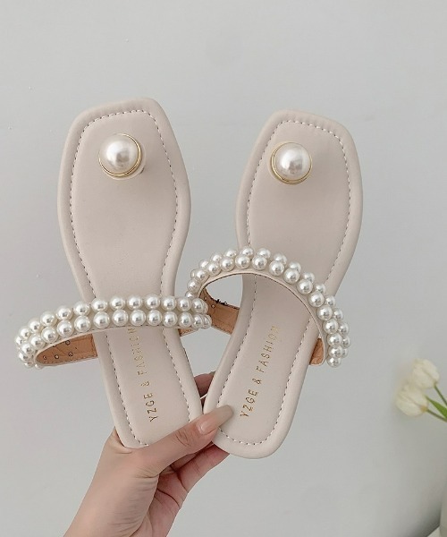 LAC-VERT(ラック・ヴェール)の「パールつっかけサンダル(サンダル・レディース・ブラック/アイボリー・S/M/L)」の17枚目の写真