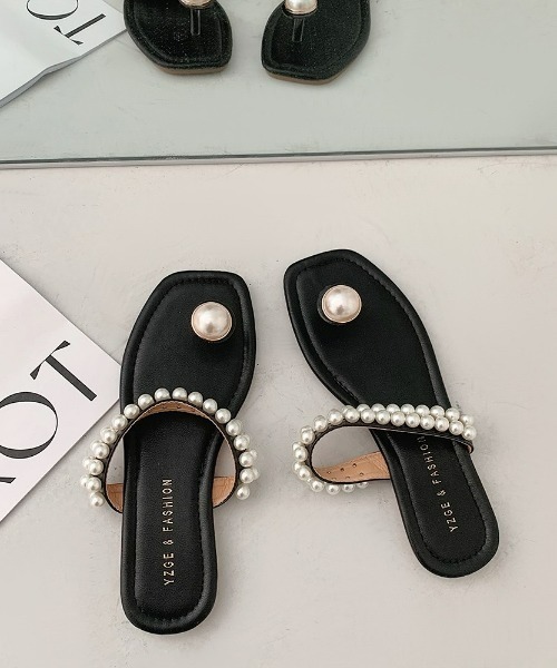 LAC-VERT(ラック・ヴェール)の「パールつっかけサンダル(サンダル・レディース・ブラック/アイボリー・S/M/L)」の15枚目の写真