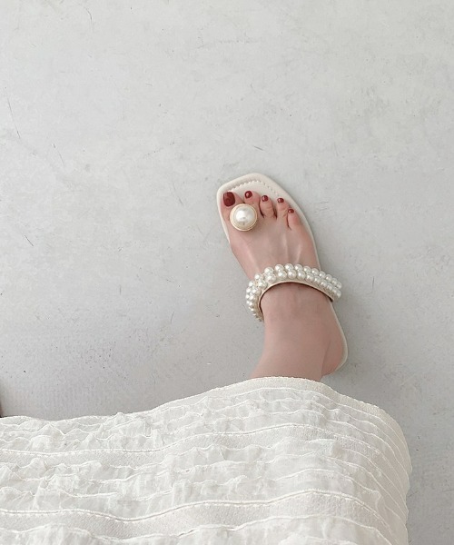 LAC-VERT(ラック・ヴェール)の「パールつっかけサンダル(サンダル・レディース・ブラック/アイボリー・S/M/L)」の13枚目の写真