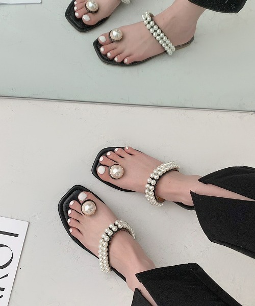 LAC-VERT(ラック・ヴェール)の「パールつっかけサンダル(サンダル・レディース・ブラック/アイボリー・S/M/L)」の21枚目の写真