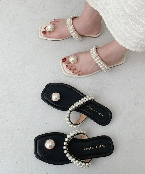 LAC-VERT(ラック・ヴェール)の「パールつっかけサンダル(サンダル・レディース・ブラック/アイボリー・S/M/L)」の11枚目の写真
